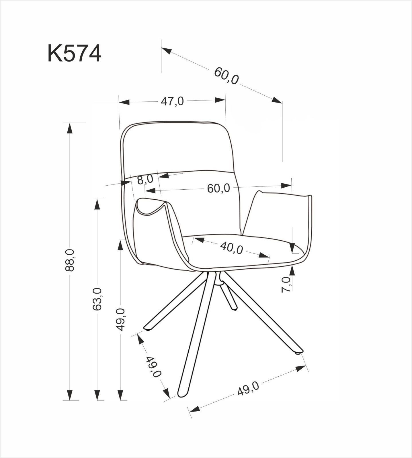 Jídelní židle K574 šedá