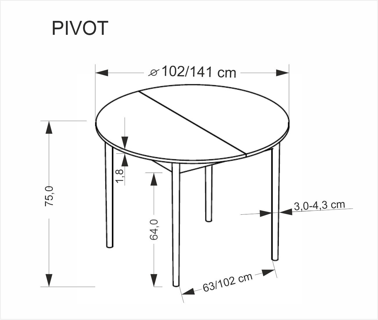 Jídelní stůl PIVOT kašmír/přírodní