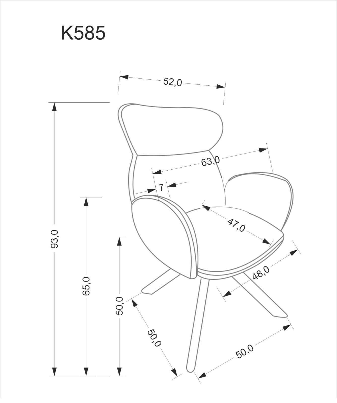 Jídelní židle K585 tmavě béžová/ořech světlý