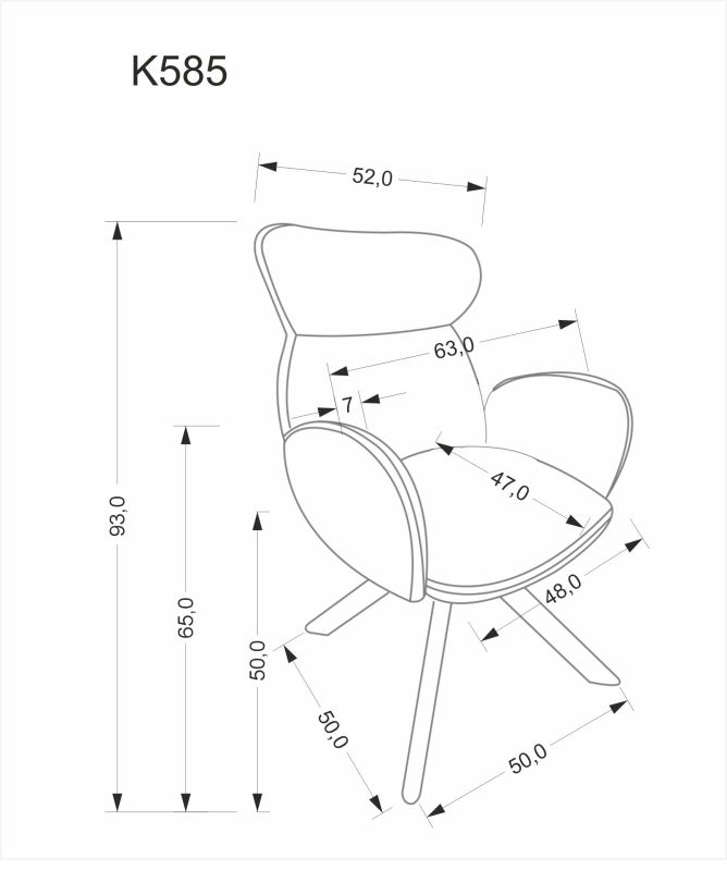 Jídelní židle K585 tmavě béžová/ořech světlý