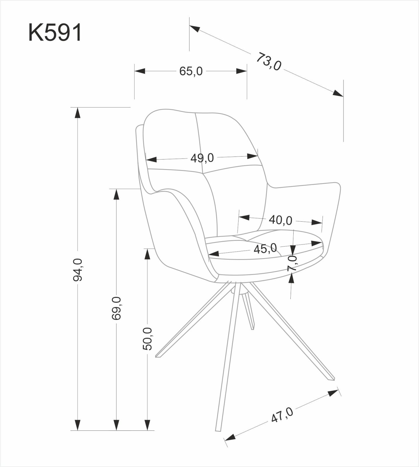 Jídelní židle K591 světle šedá