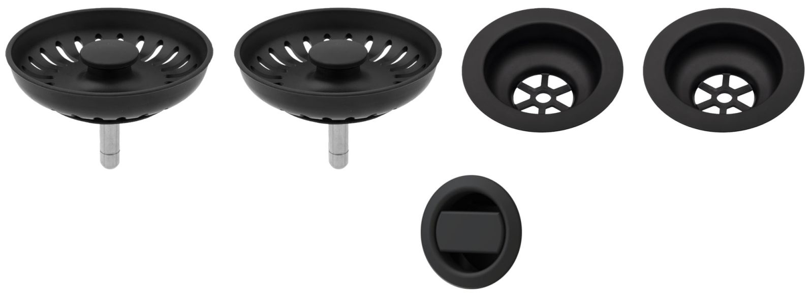 Sinks komponenty pro granit. dvoudřez - černý plast