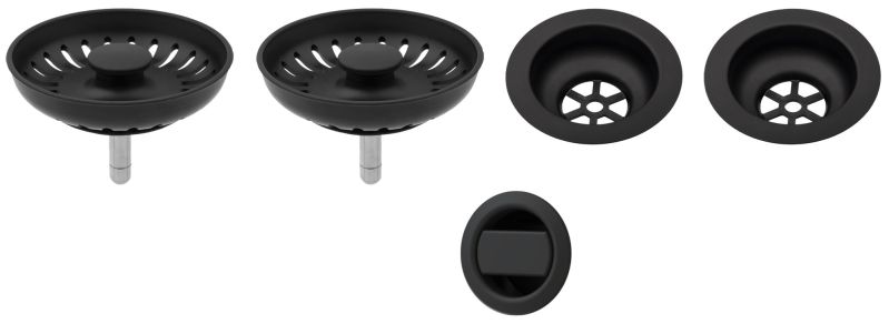 Sinks komponenty pro granit. dvoudřez - černý plast