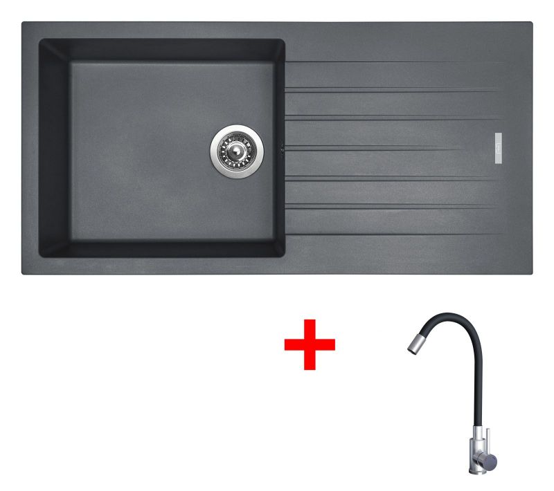 Sinks PERFECTO 1000 Titanium + Elasta nerez/černá