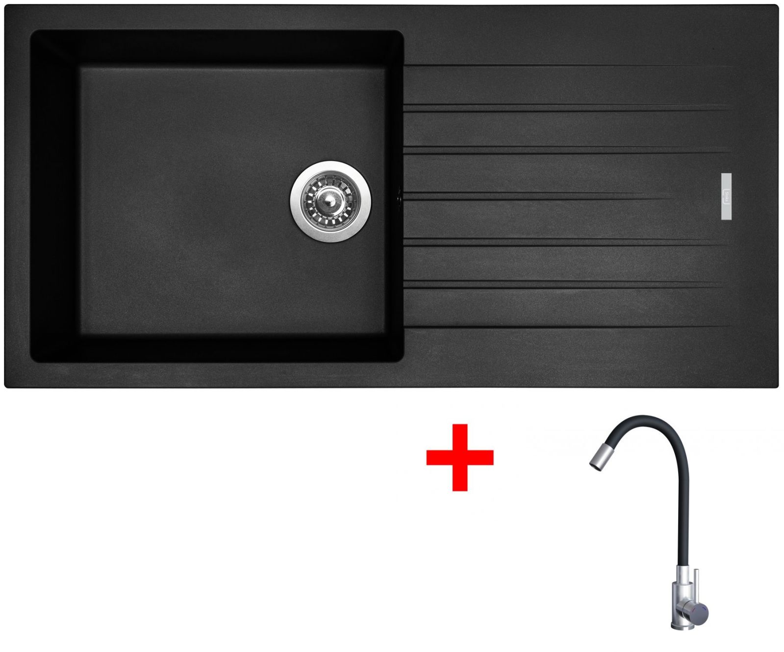 Sinks PERFECTO 1000 Pureblack + Elasta nerez/černá