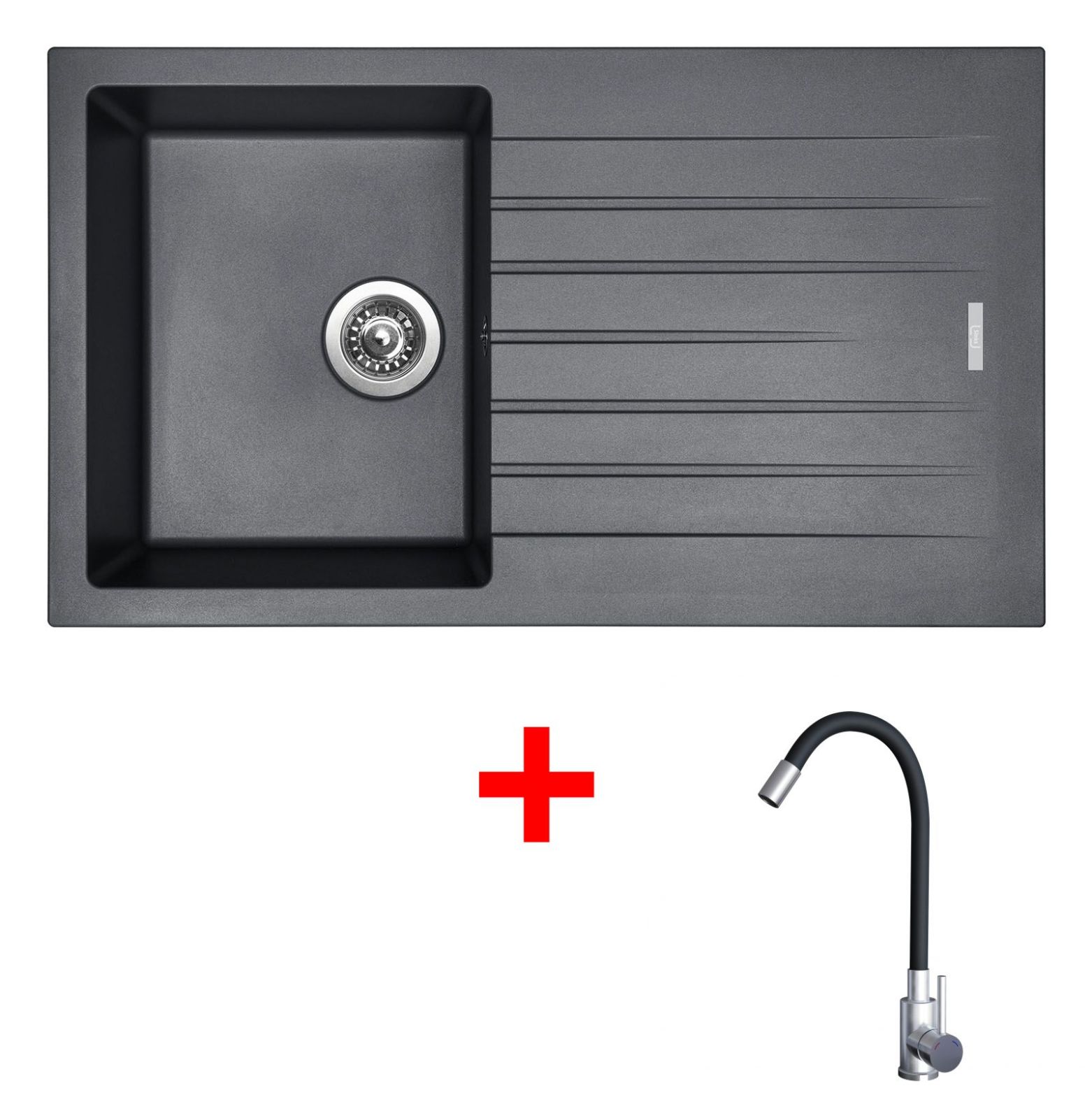 Sinks PERFECTO 860 Titanium + Elasta nerez/černá