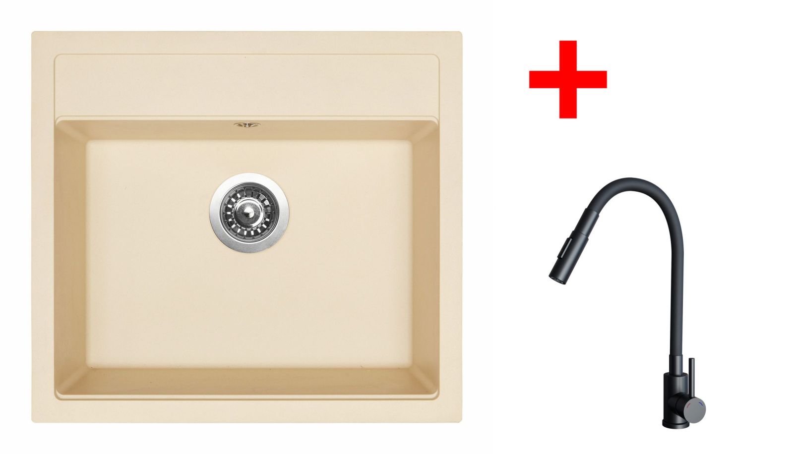 Sinks SOLO 560 Sahara + ELASTA S černá matná