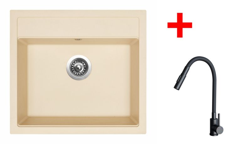 Sinks SOLO 560 Sahara + ELASTA S černá matná