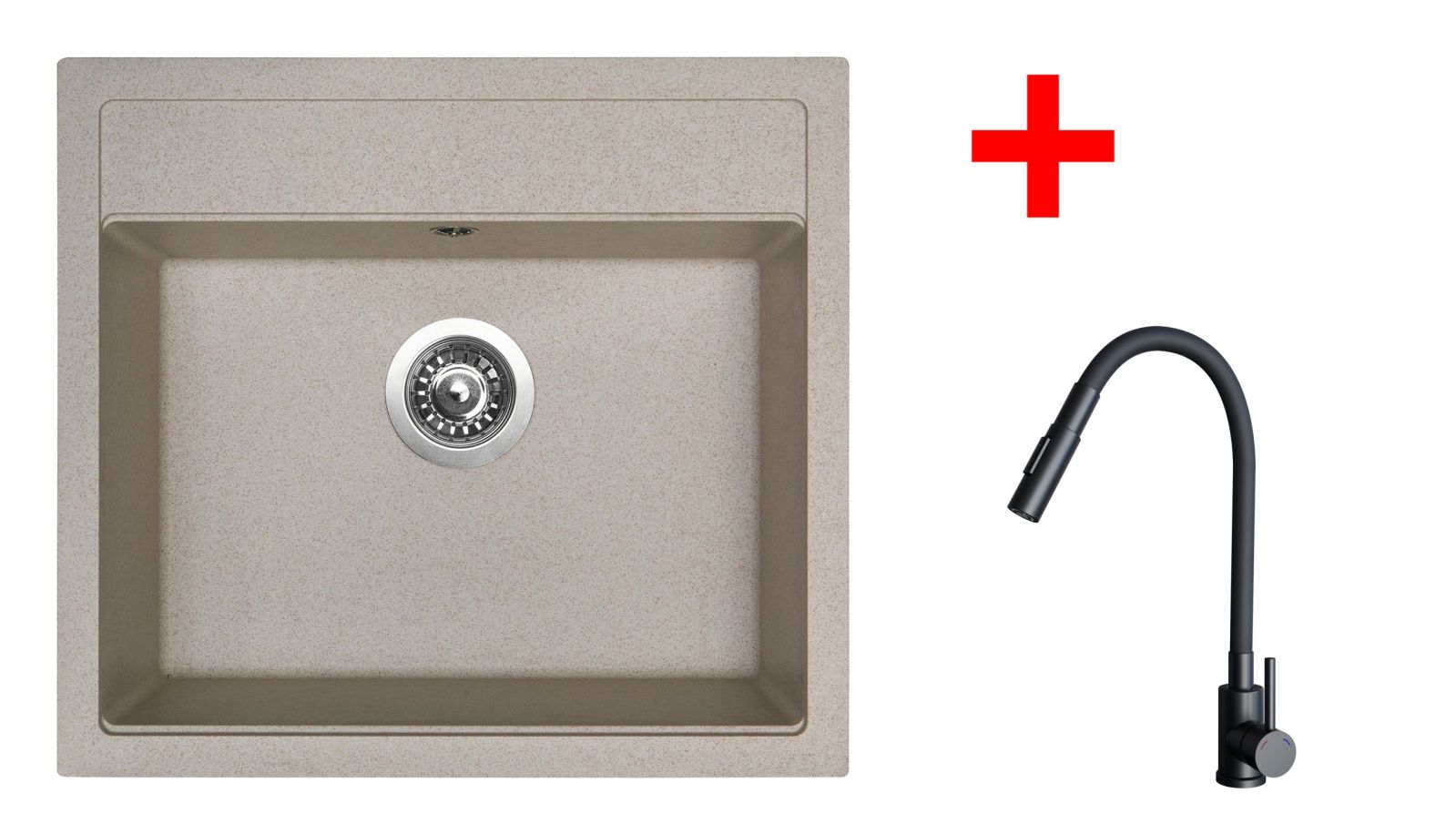 Sinks SOLO 560 Avena + ELASTA S černá matná