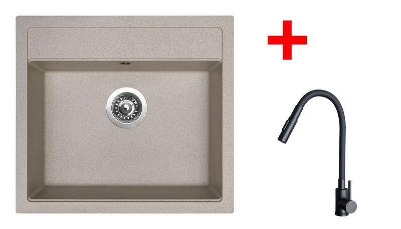 Sinks SOLO 560 Avena + ELASTA S černá matná