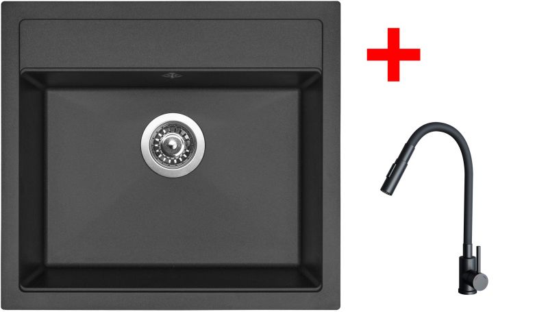 Sinks SOLO 560 Pureblack + ELASTA S černá matná