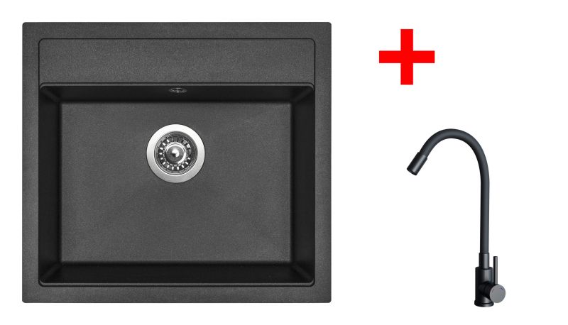 Sinks SOLO 560 Metalblack + ELASTA černá matná