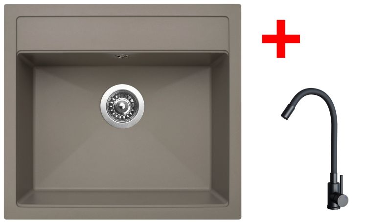 Sinks SOLO 560 Truffle + ELASTA černá matná