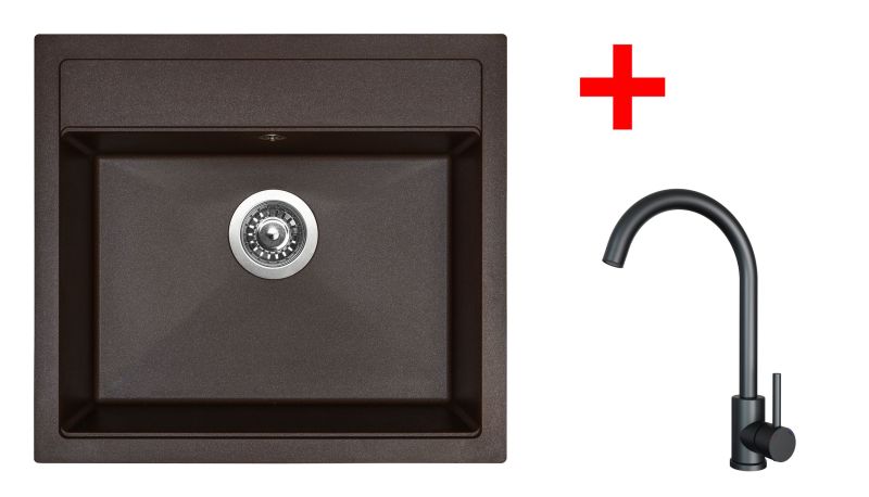 Sinks SOLO 560 Marone + ARCO černá matná