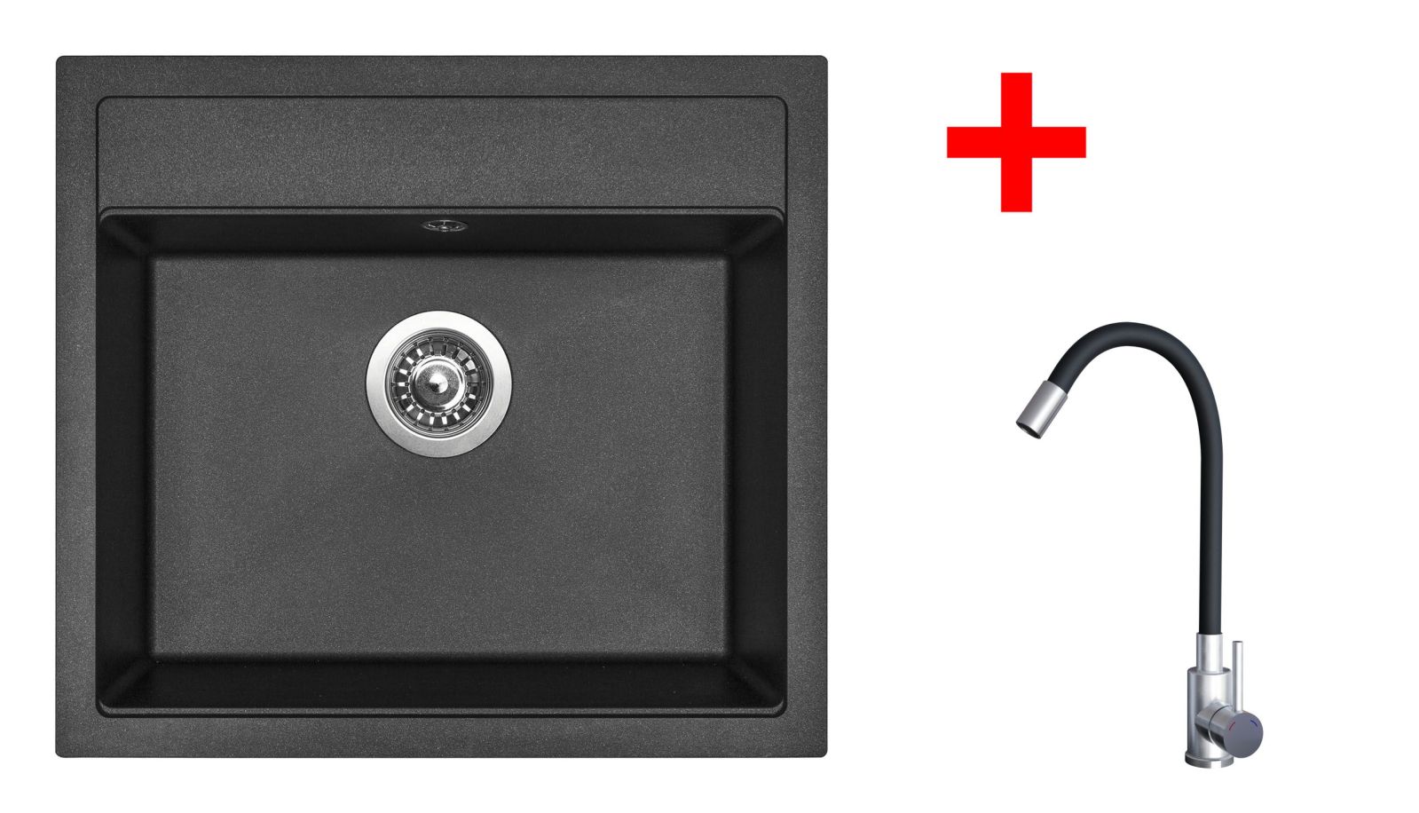 Sinks SOLO 560 Metalblack + Elasta nerez/černá