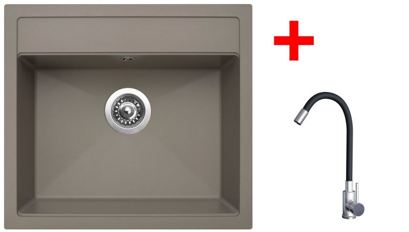 Sinks SOLO 560 Truffle + Elasta nerez/černá