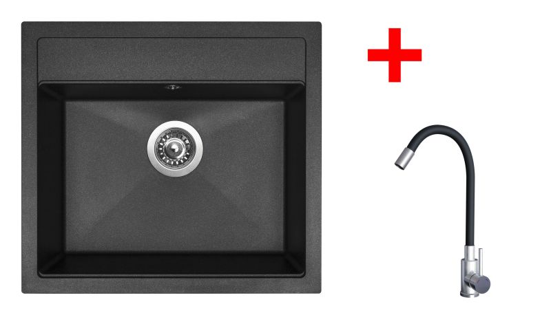Sinks SOLO 560 Granblack + Elasta nerez/černá