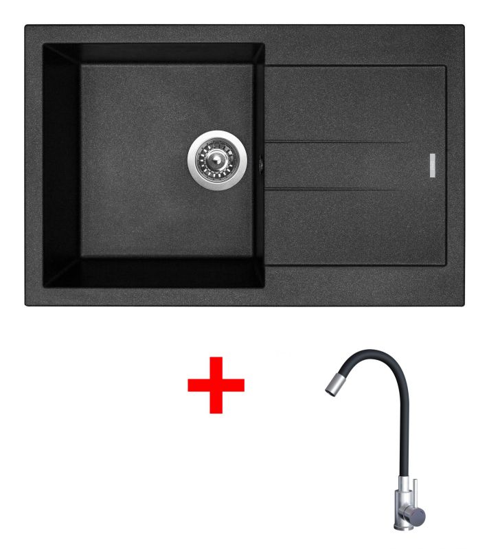 Sinks AMANDA 780 Metalblack + Elasta nerez/černá