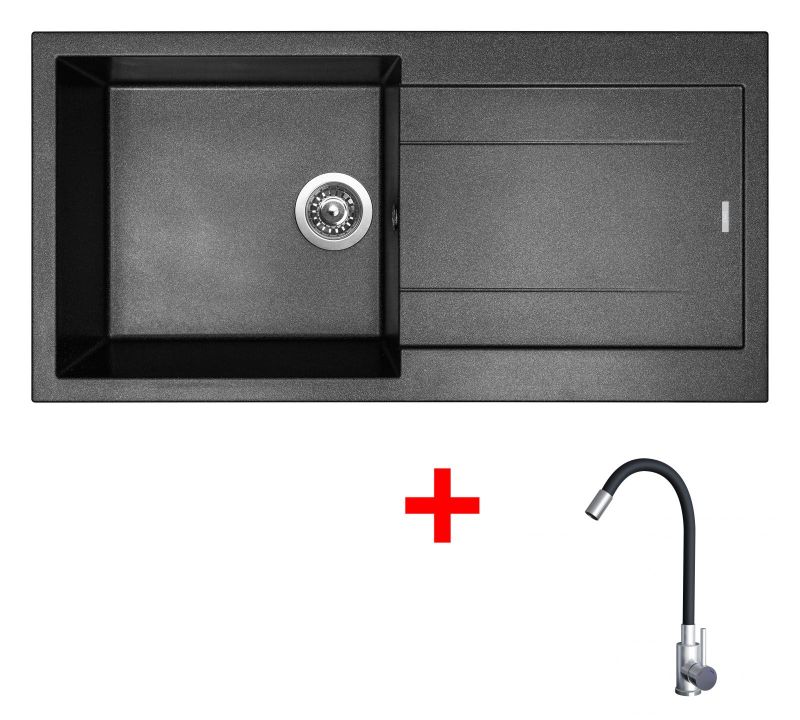 Sinks AMANDA 990 Metalblack + Elasta nerez/černá