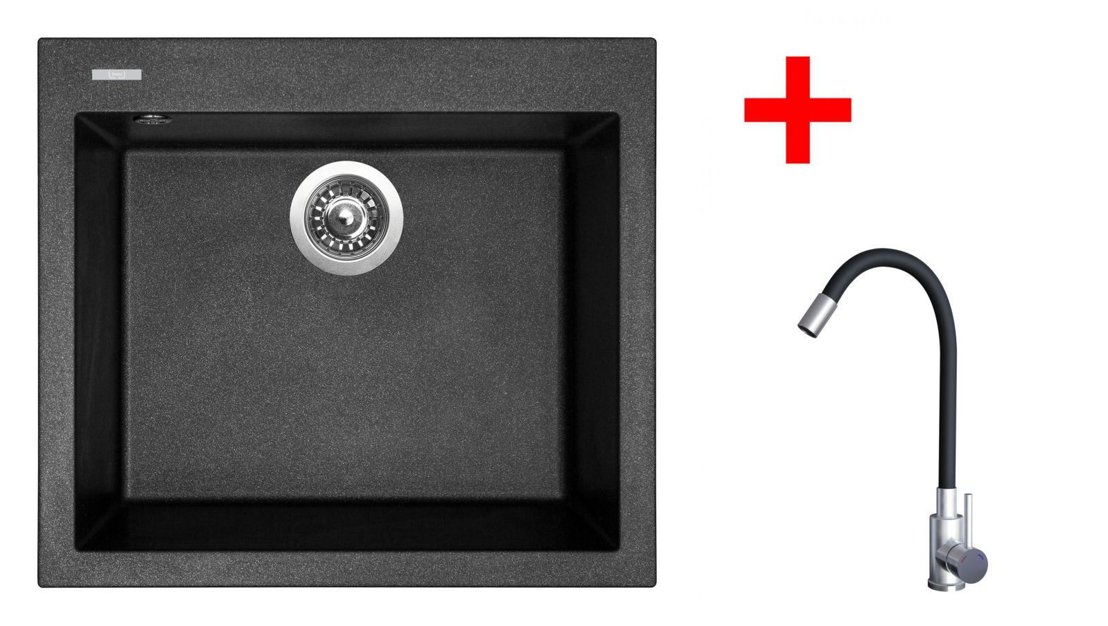 Sinks CUBE 560 Metalblack + Elasta nerez/černá