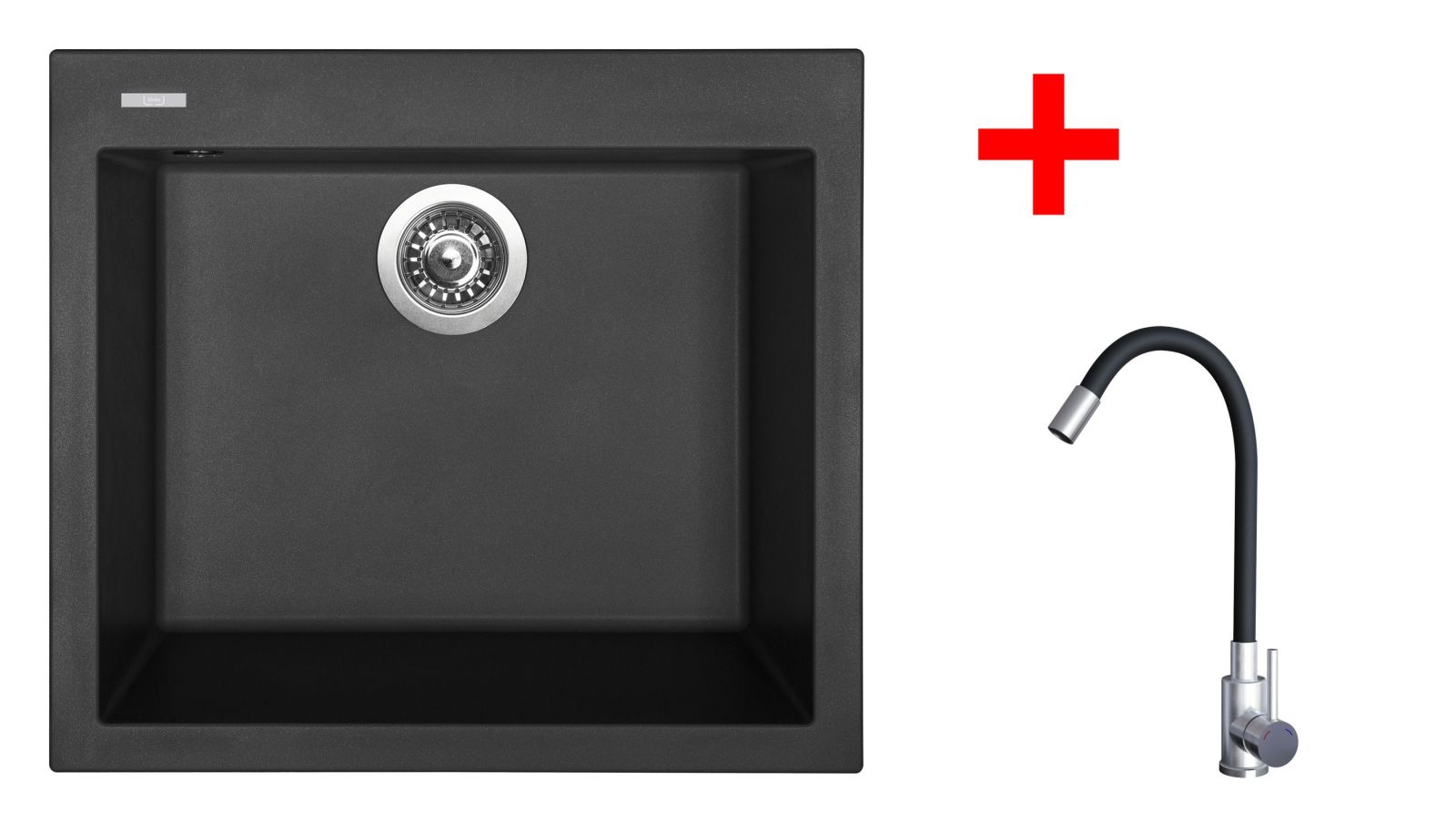 Sinks CUBE 560 Pureblack + Elasta nerez/černá