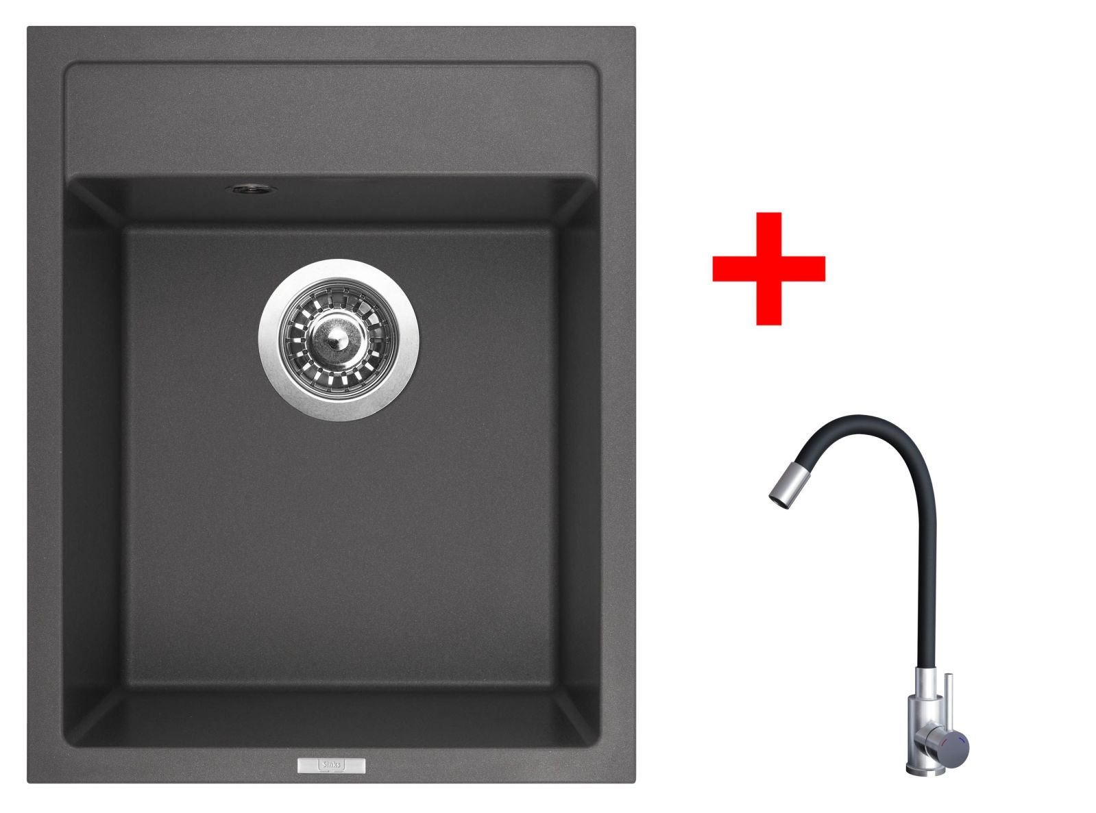 Sinks CLASSIC 400 Titanium + Elasta nerez/černá