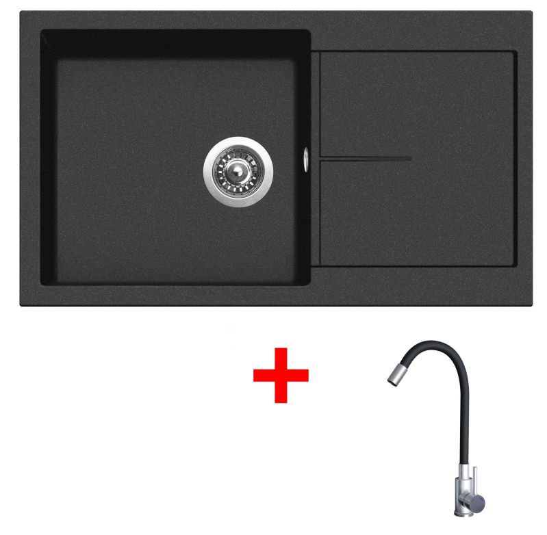Sinks INFINITY 860 Metalblack + Elasta nerez/černá