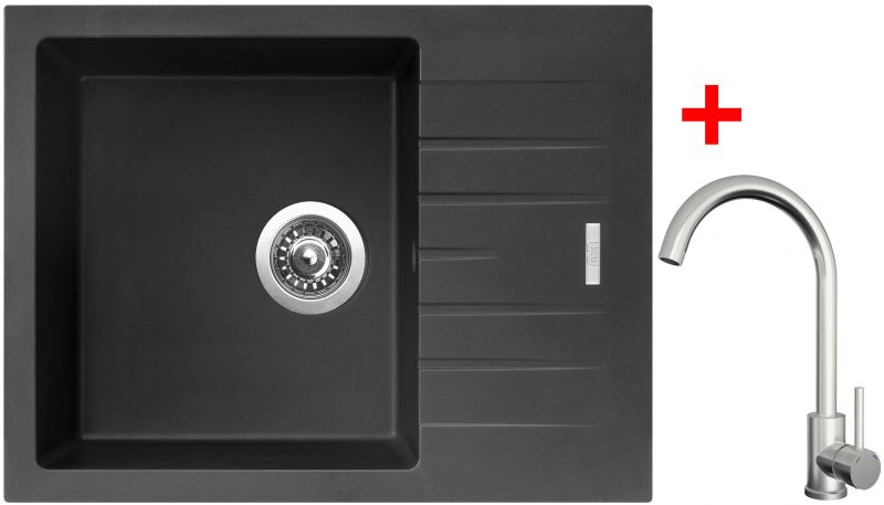 Sinks PERFECTO 650 Pureblack + ARCO celonerezová