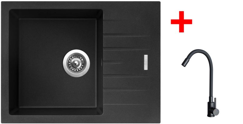 Sinks PERFECTO 650 Metalblack + ELASTA černá matná