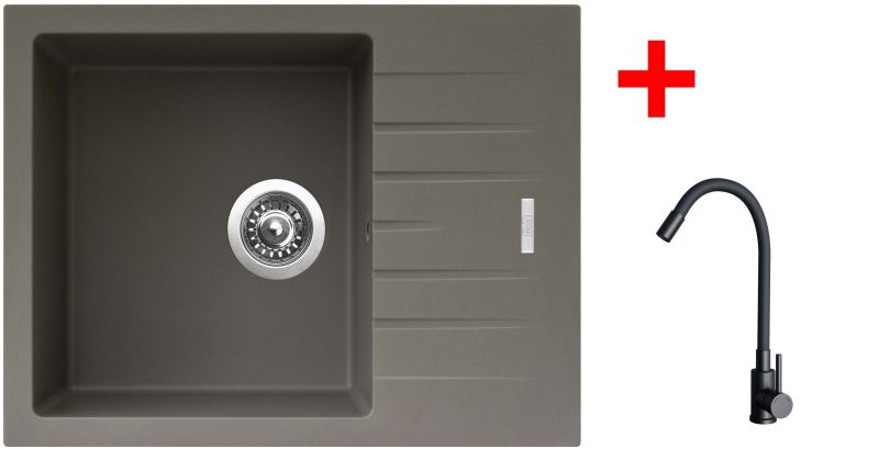 Sinks PERFECTO 650 Truffle + ELASTA černá matná