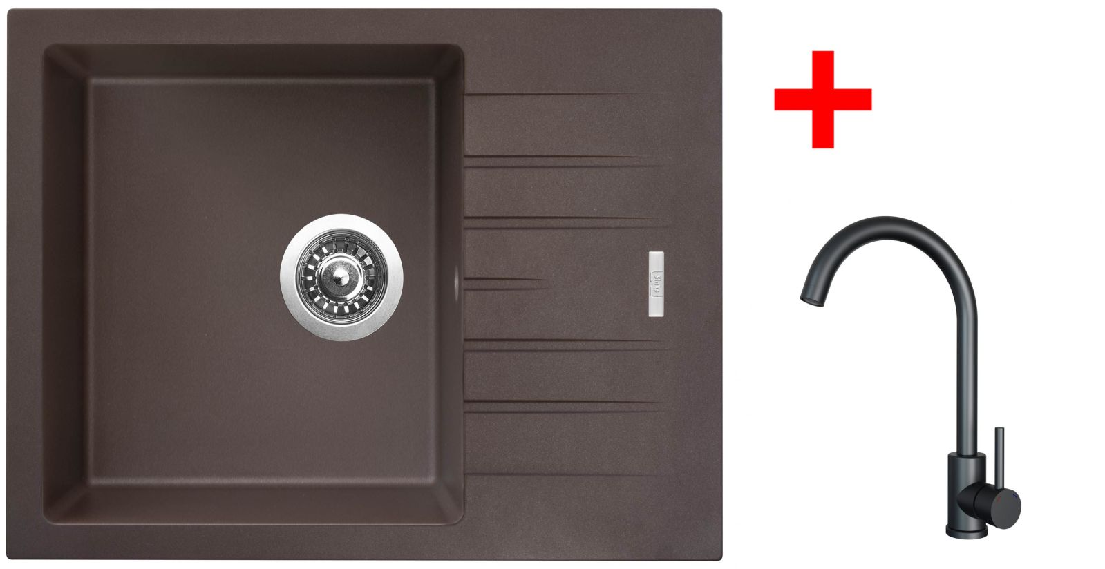 Sinks PERFECTO 650 Marone + ARCO černá matná