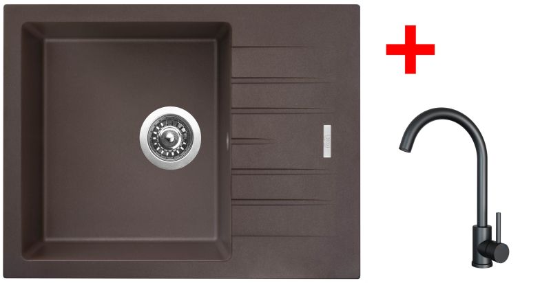 Sinks PERFECTO 650 Marone + ARCO černá matná