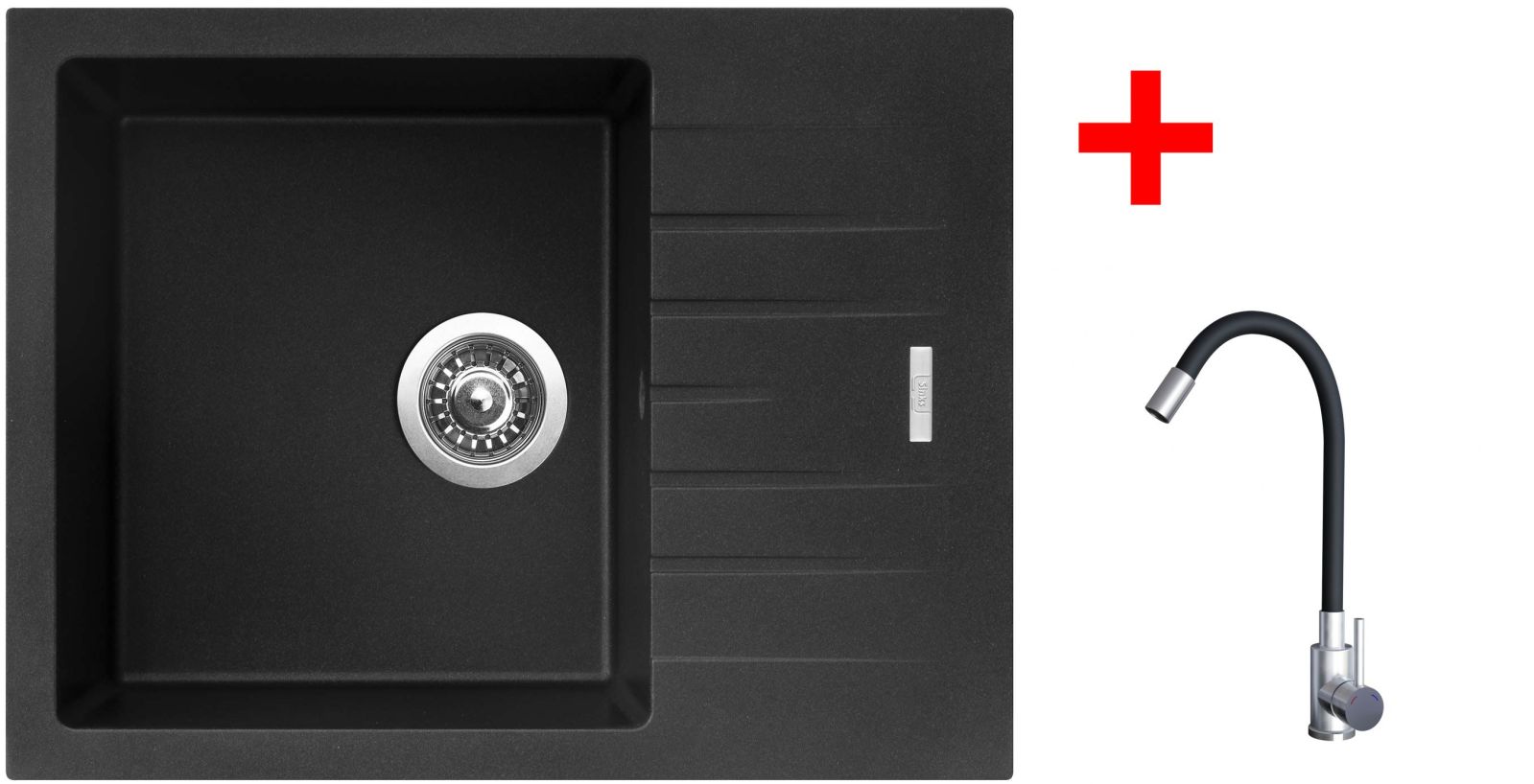 Sinks PERFECTO 650 Metalblack + Elasta nerez/černá