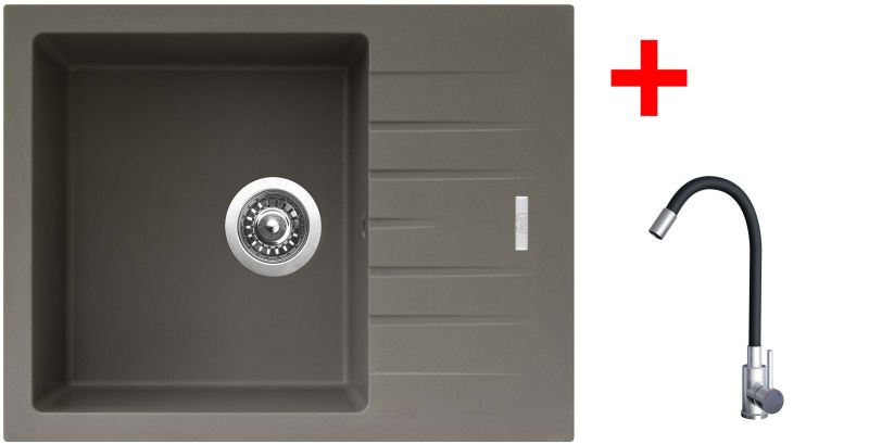 Sinks PERFECTO 650 Truffle + Elasta nerez/černá