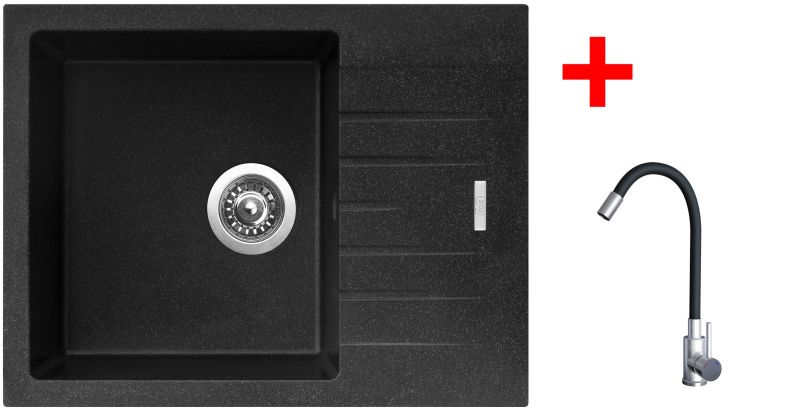 Sinks PERFECTO 650 Granblack + Elasta nerez/černá