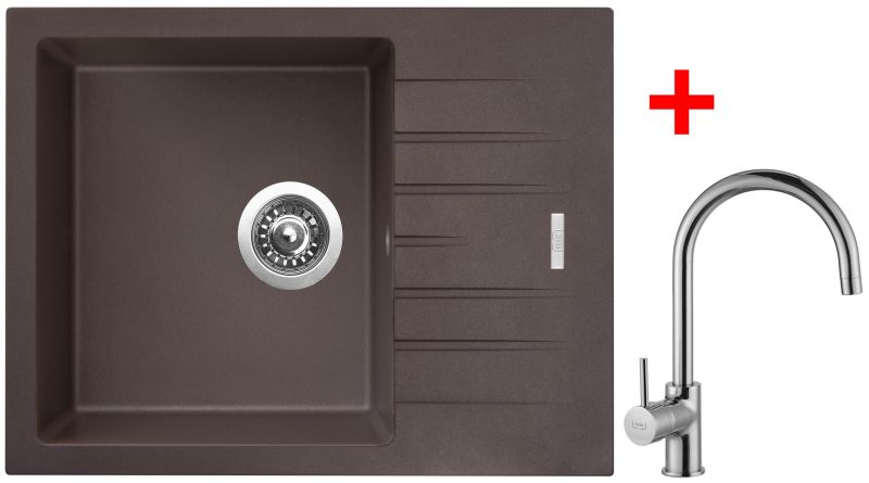 Sinks PERFECTO 650 Marone + VITALIA lesklá