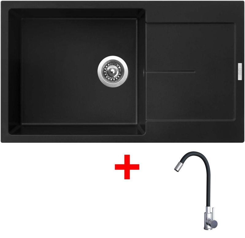 Sinks ULTIMA 860 XXL Pureblack + Elasta nerez/černá