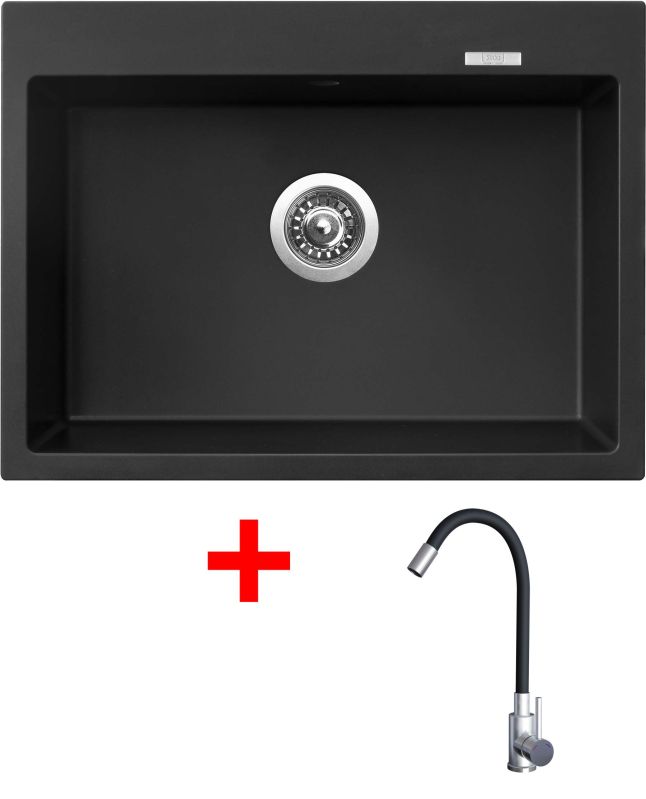 Sinks MAXIMO 680 Pureblack + Elasta nerez/černá