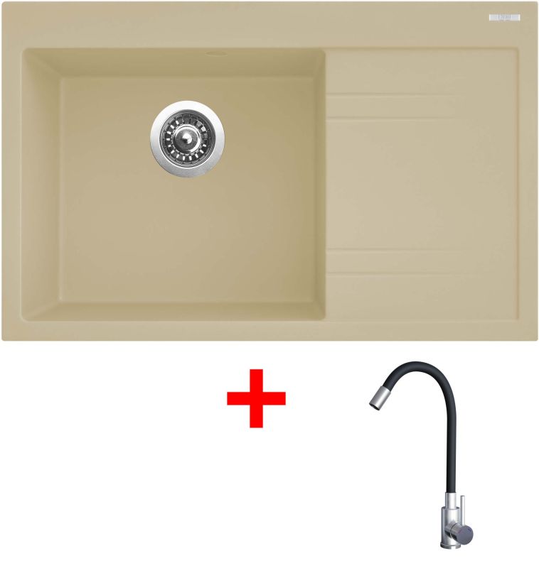 Sinks RIM 780 L Sahara + Elasta nerez/černá