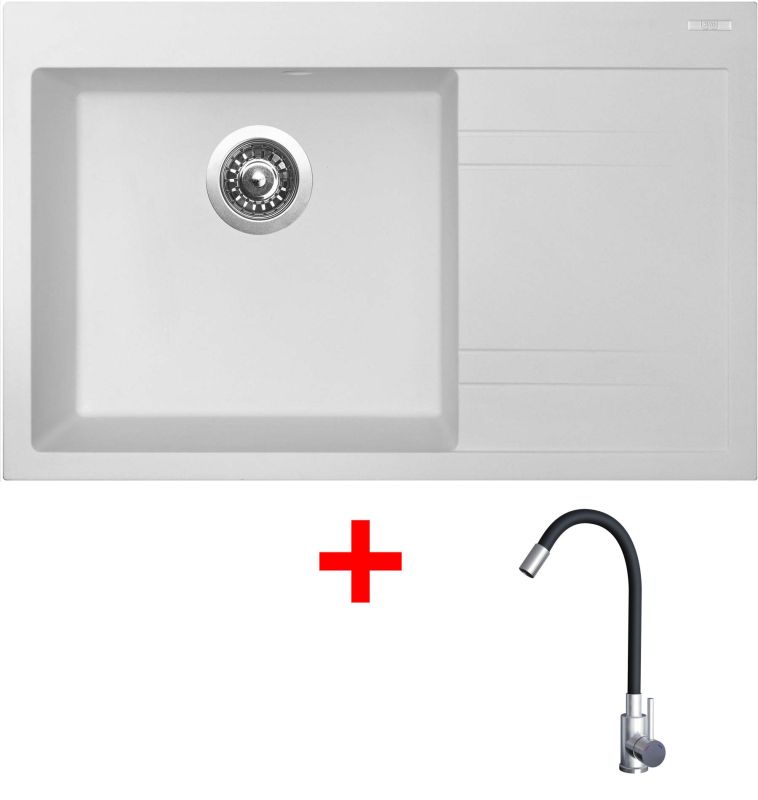 Sinks RIM 780 L Milk + Elasta nerez/černá