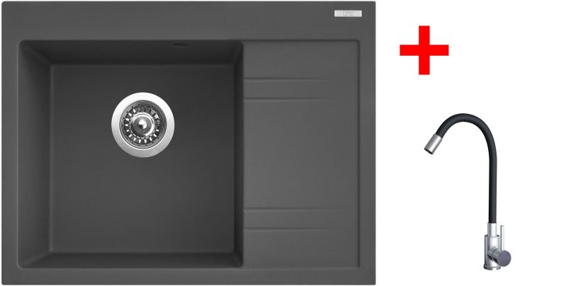 Sinks RIM 650 L Titanium + Elasta nerez/černá