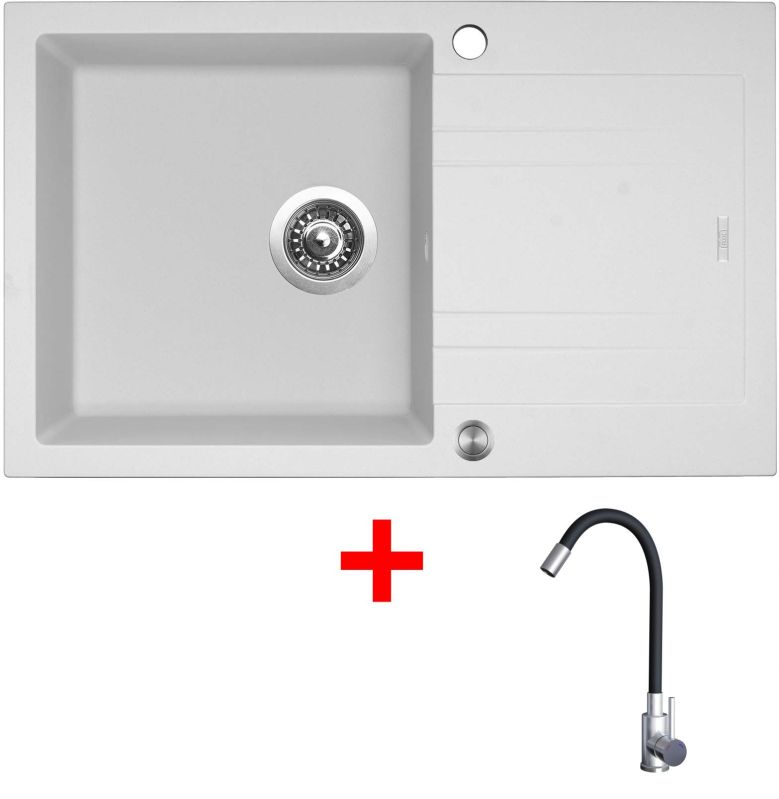 Sinks LINEA 780 XC Milk + Elasta nerez/černá