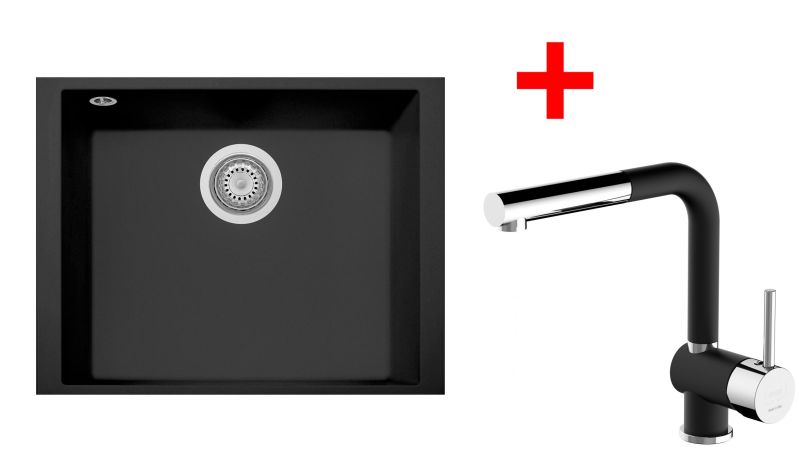 Sinks CUBE 490U Nanoblack + MIX 3 P Nanoblack