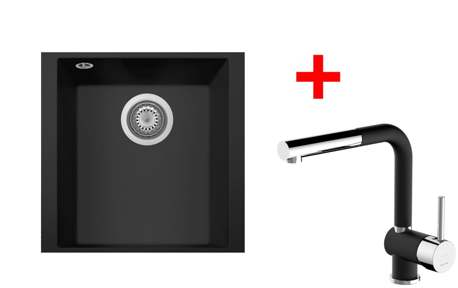 Sinks CUBE 340U Nanoblack + MIX 3 P Nanoblack