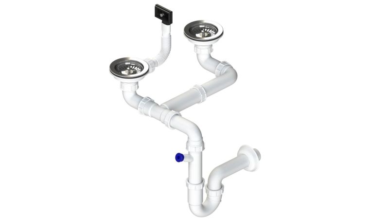 Sinks dvousifon 3 ½" pro nerez. dřezy s úsporou místa