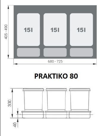 Dřezová skříňka s šuplíkem na koš ARIA ANT MINT 80 ZL 1S BB