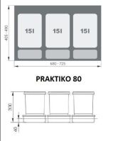 Dřezová skříňka s šuplíkem na koš ARIA ANT MINT 80 ZL 1S BB