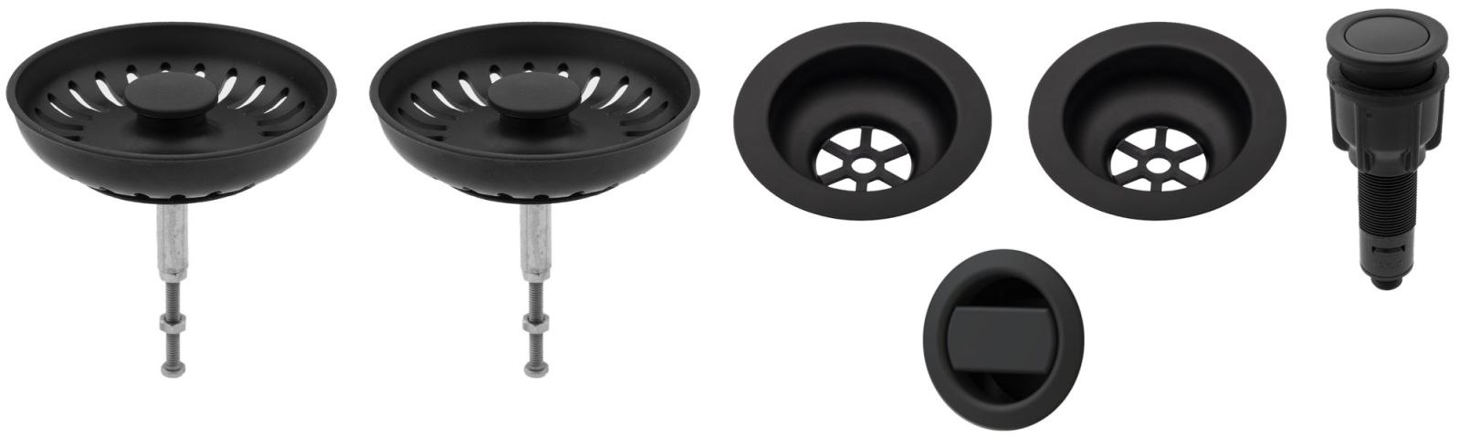 Sinks komponenty pro granit. dvoudřez s exc. ovladačem - černý plast