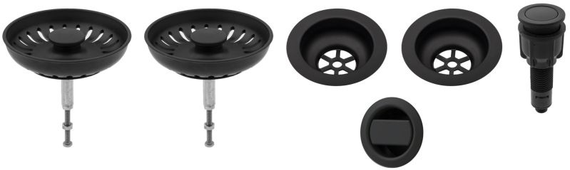 Sinks komponenty pro granit. dvoudřez s exc. ovladačem - černý plast