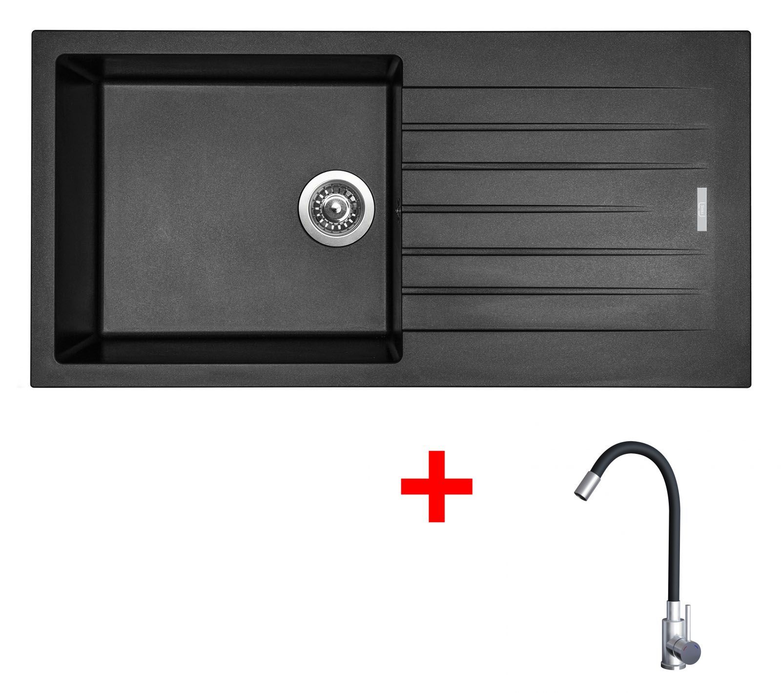 Sinks PERFECTO 1000 Metalblack + Elasta nerez/černá